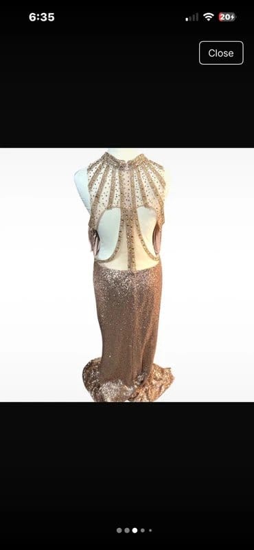 ASOS Gold Beaded Sequin Cut-Out Sides Open Back Gown