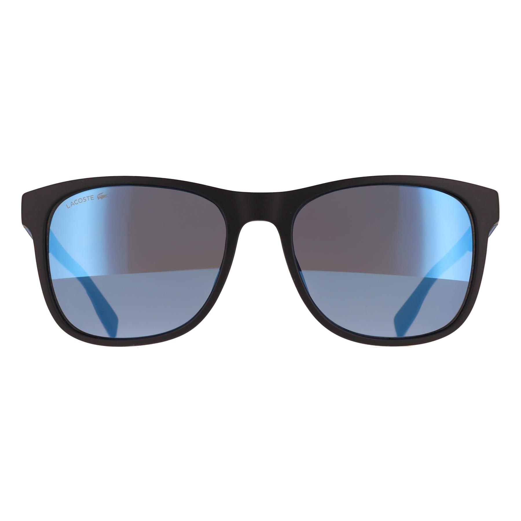 Lacoste Lacoste Men's Rectangle Matte Black Sild Grey Blue Mirror L6031S