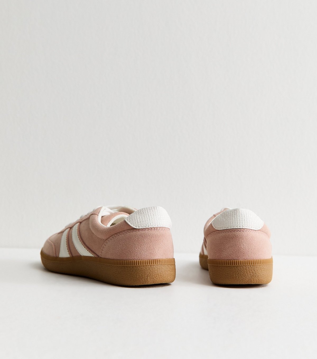 New Look Women's Light Pink Faux Suede Side Stripe Trainers Vegan New Look - 4