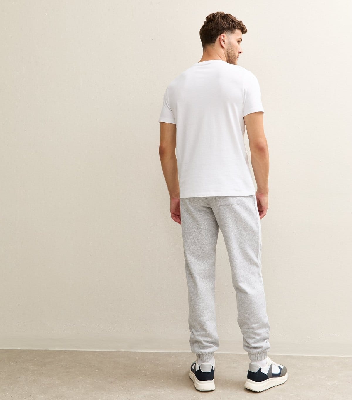 New Look Men's Grey Marl Regular Drawstring Waist Joggers New Look - 4