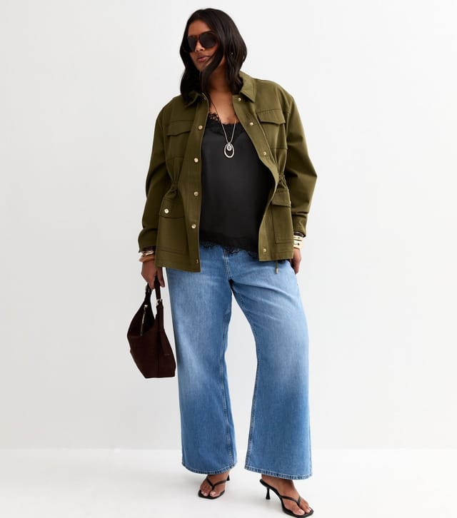 New Look Women's Plus Size Black Longline Lace Cami Top Curves New Look - 3