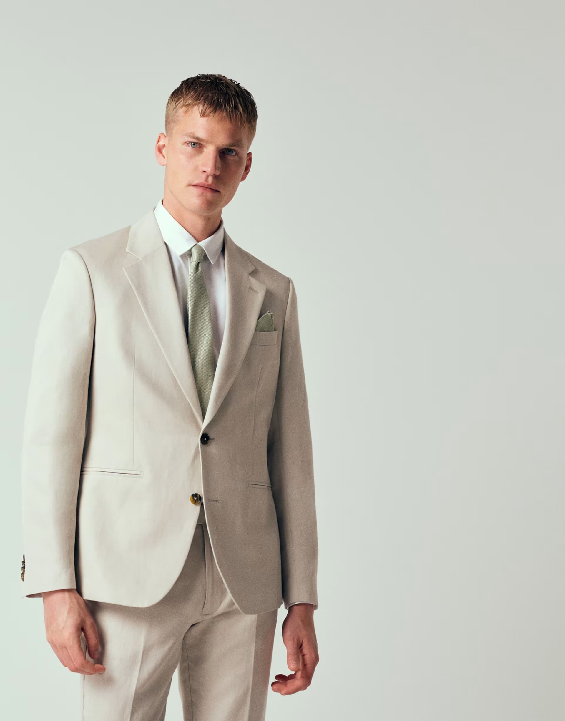 ASOS ASOS DESIGN slim suit jacket in linen rich stone twill