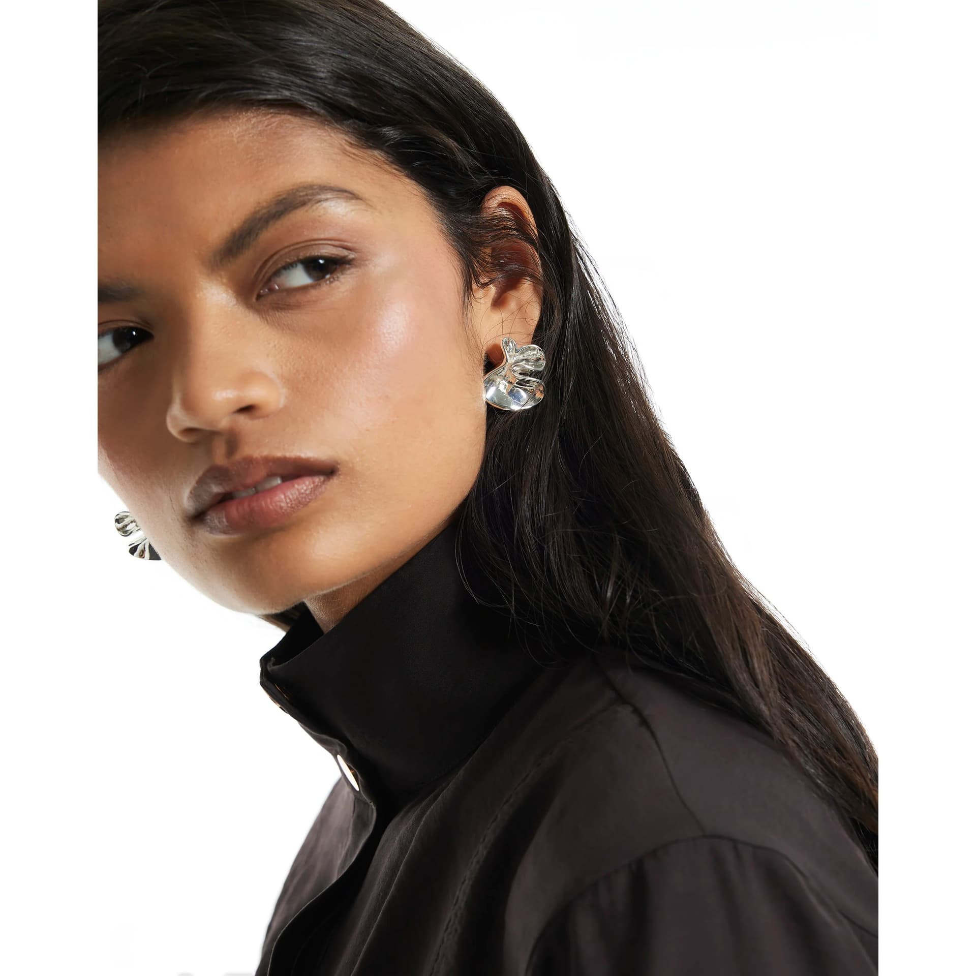 River Island River Island Womens Silver Small Molten Stud Earrings