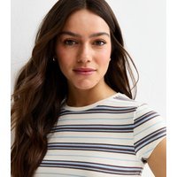 New Look Women's Petite Cream Striped Cropped Top New Look - 3
