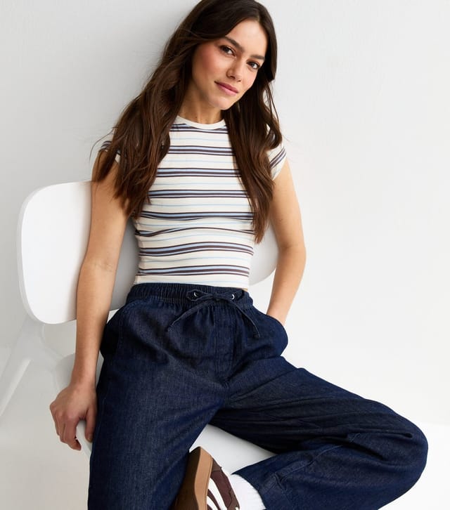 New Look Women's Petite Cream Striped Cropped Top New Look - 3