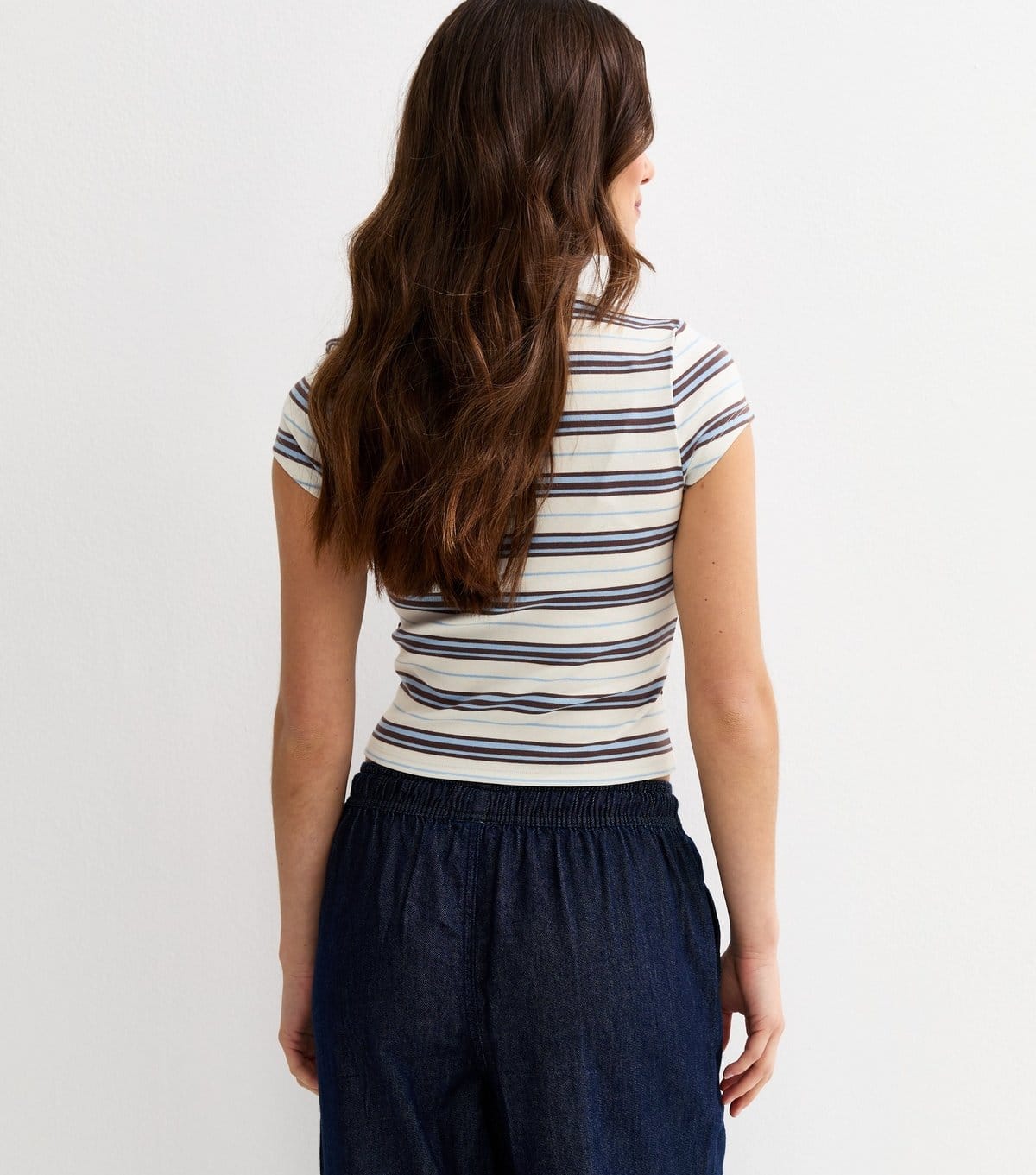 New Look Women's Petite Cream Striped Cropped Top New Look - 4
