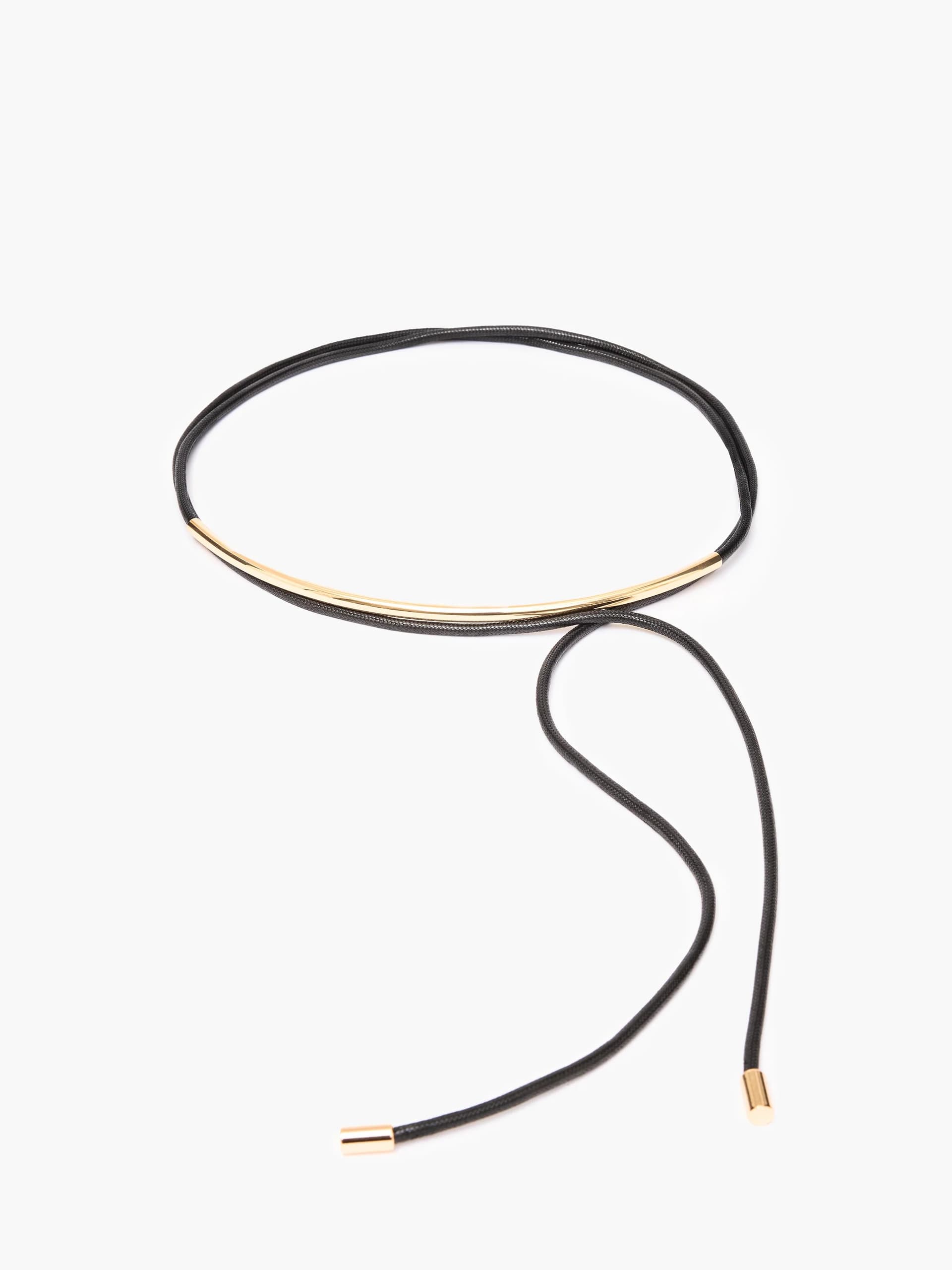 French Connection French Connection Black/Gold Tubular Tie Belt
