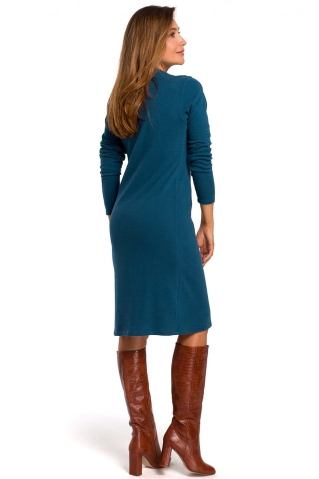 Love Lace Love Lace Women's Everyday Midi Cotton Knit Dress in Blue - 2