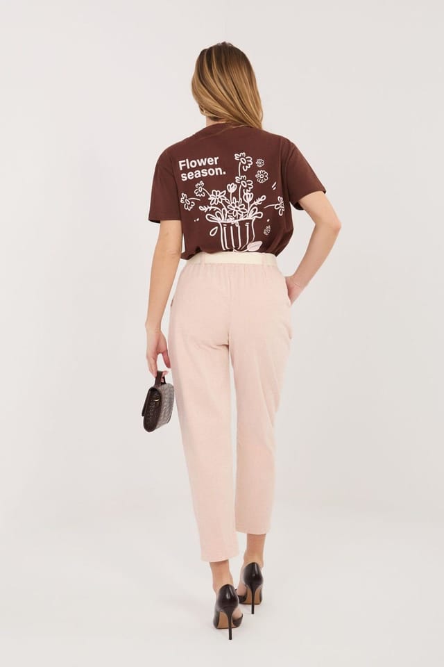 Love Lace Love Lace Women's Cotton Elastane Corduroy Cigarette Trousers in Pink - 3