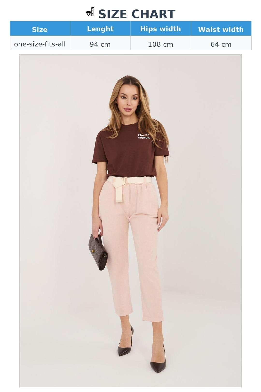 Love Lace Love Lace Women's Cotton Elastane Corduroy Cigarette Trousers in Pink - 4