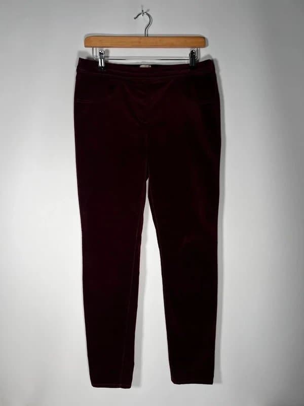 White Stuff White Stuff Red Wine Velvet Jeggings UK 12 Soft Stretch Cotton Pull On Trousers