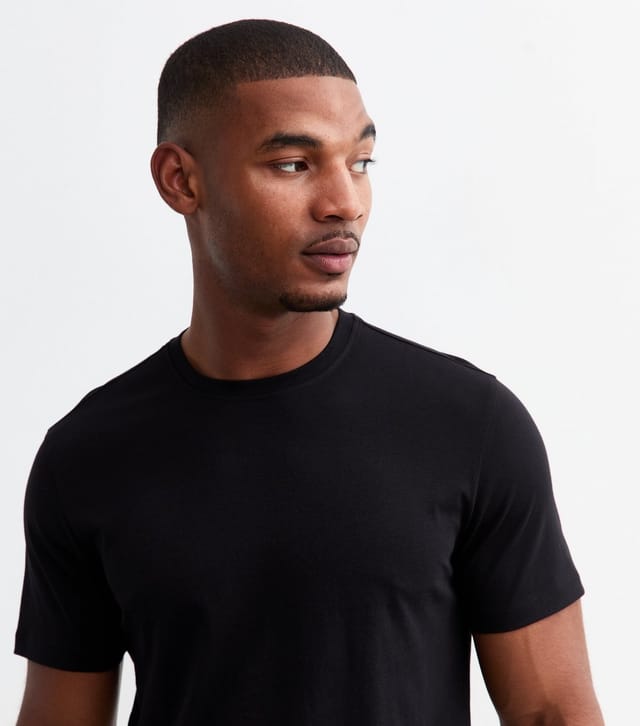 New Look Men's Black Cotton Crew Neck T-Shirt New Look - 2