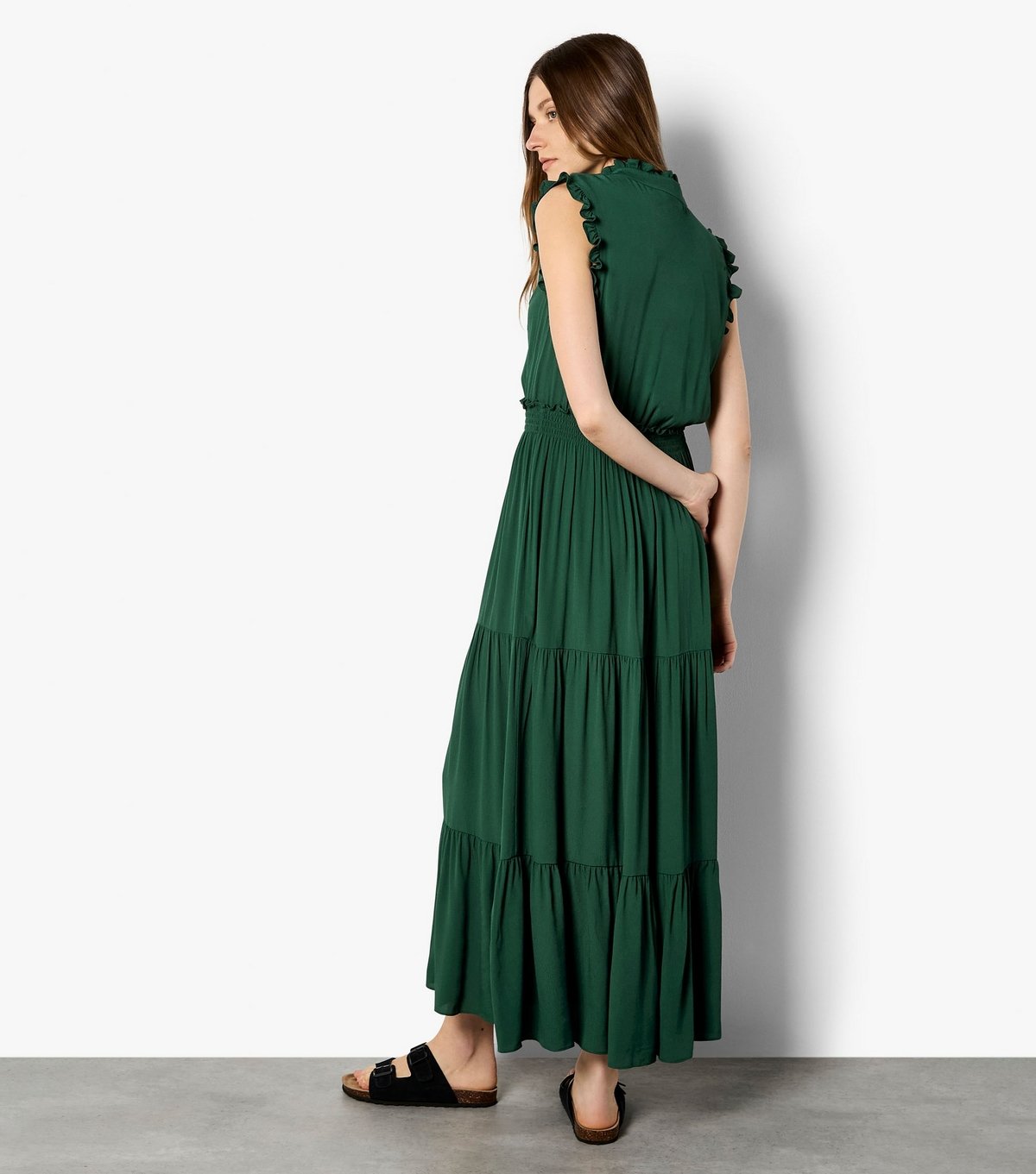 Apricot Women's Dark Green Ruffle Tiered Midi Dress Apricot New Look - 3