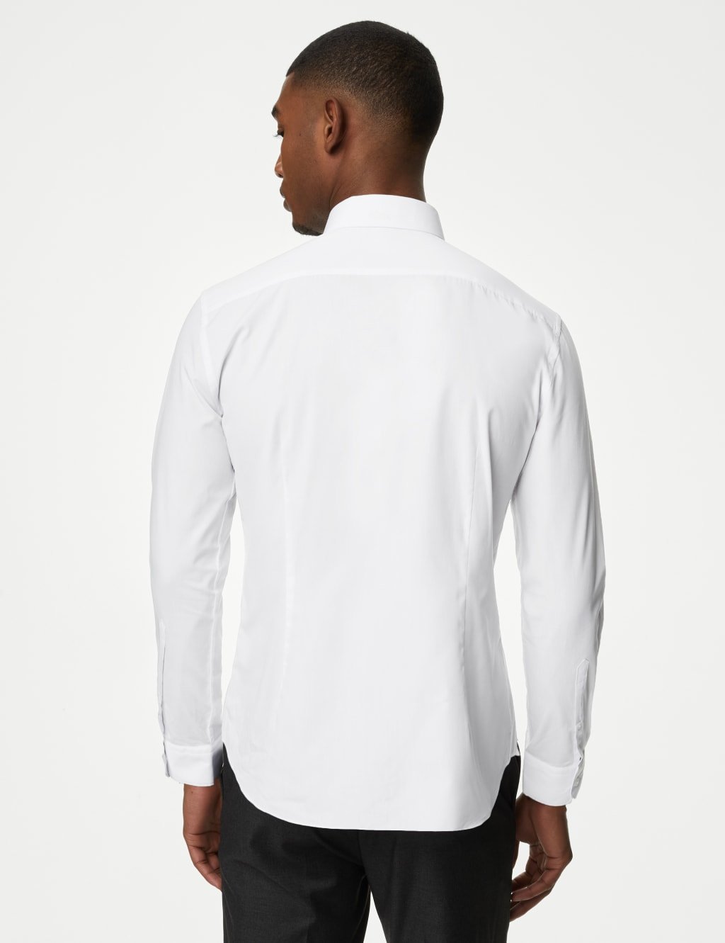 Marks & Spencer M&S 2 inch Shorter Slim Fit Easy Iron Cotton Rich Shirts White - 4