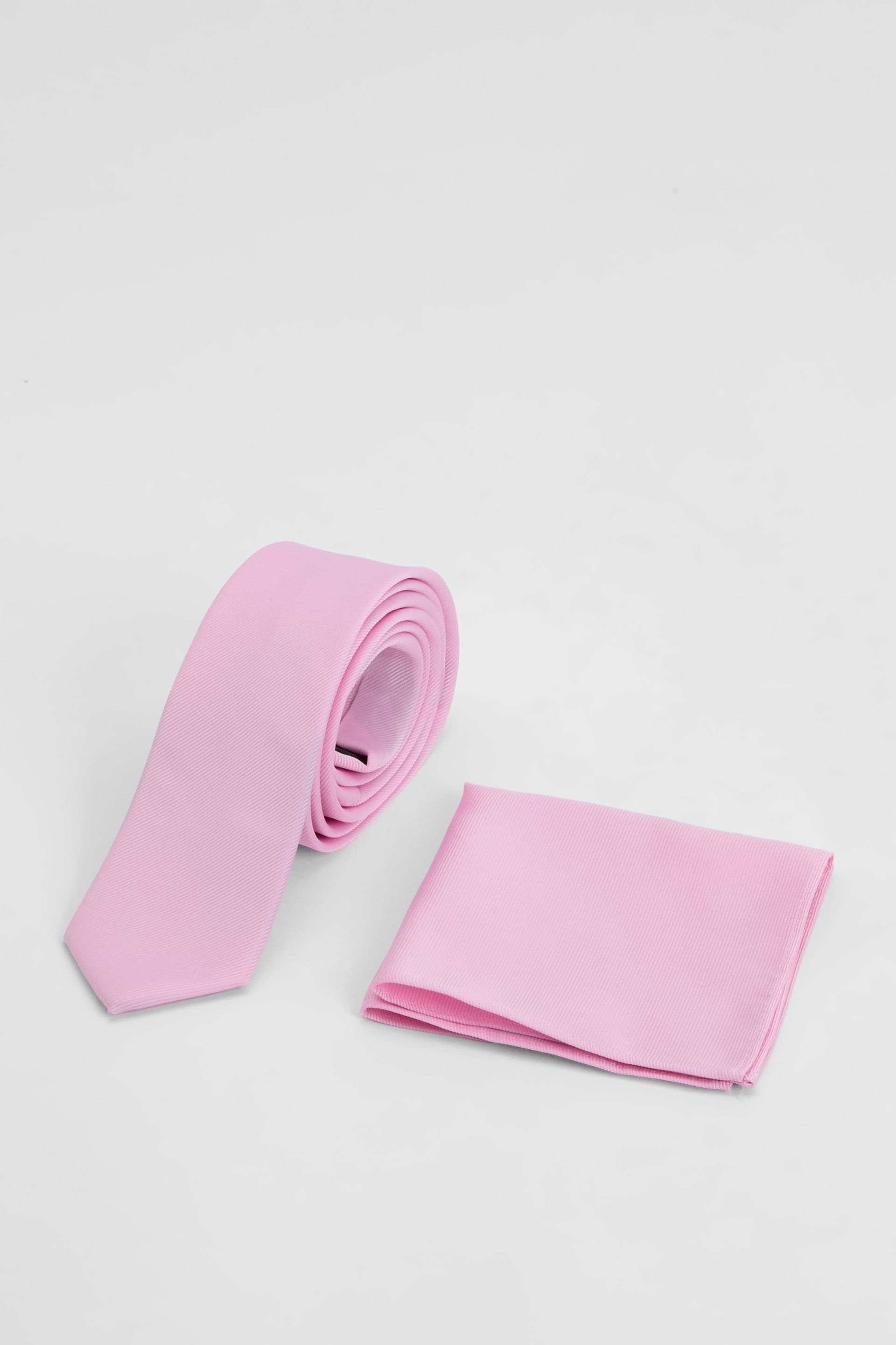 Burton Burton Men's Bright Pink Plain Tie & Pocket Square