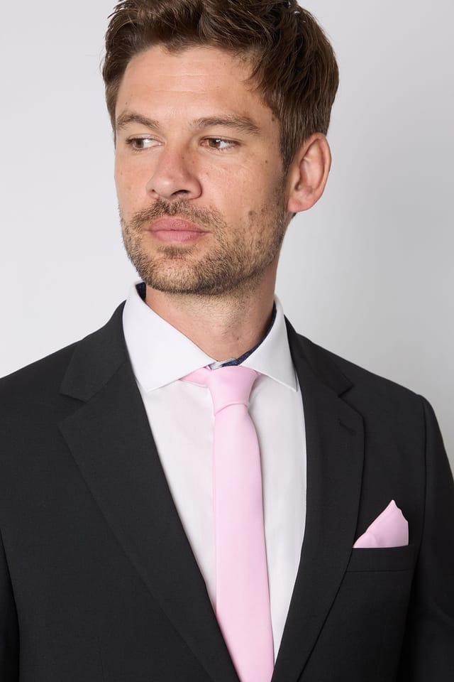 Burton Burton Men's Bright Pink Plain Tie & Pocket Square - 2