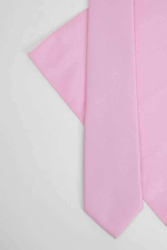 Burton Burton Men's Bright Pink Plain Tie & Pocket Square - 3
