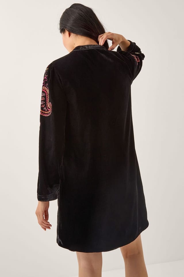 Monsoon Monsoon Women's Faye Floral Velvet Mini Tunic Dress Black - 2