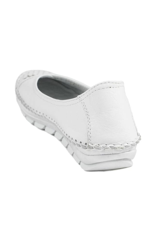 Pavers Pavers Women's Breathable All Leather Grippy Pumps in White - 3