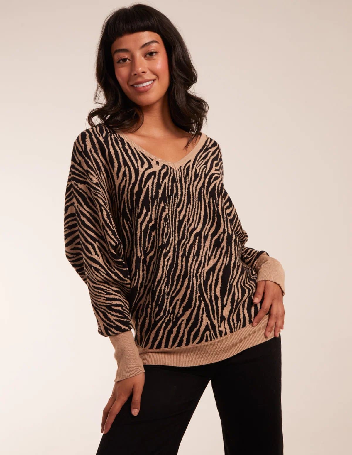 Blue Vanilla Zebra V-Neck Jumper