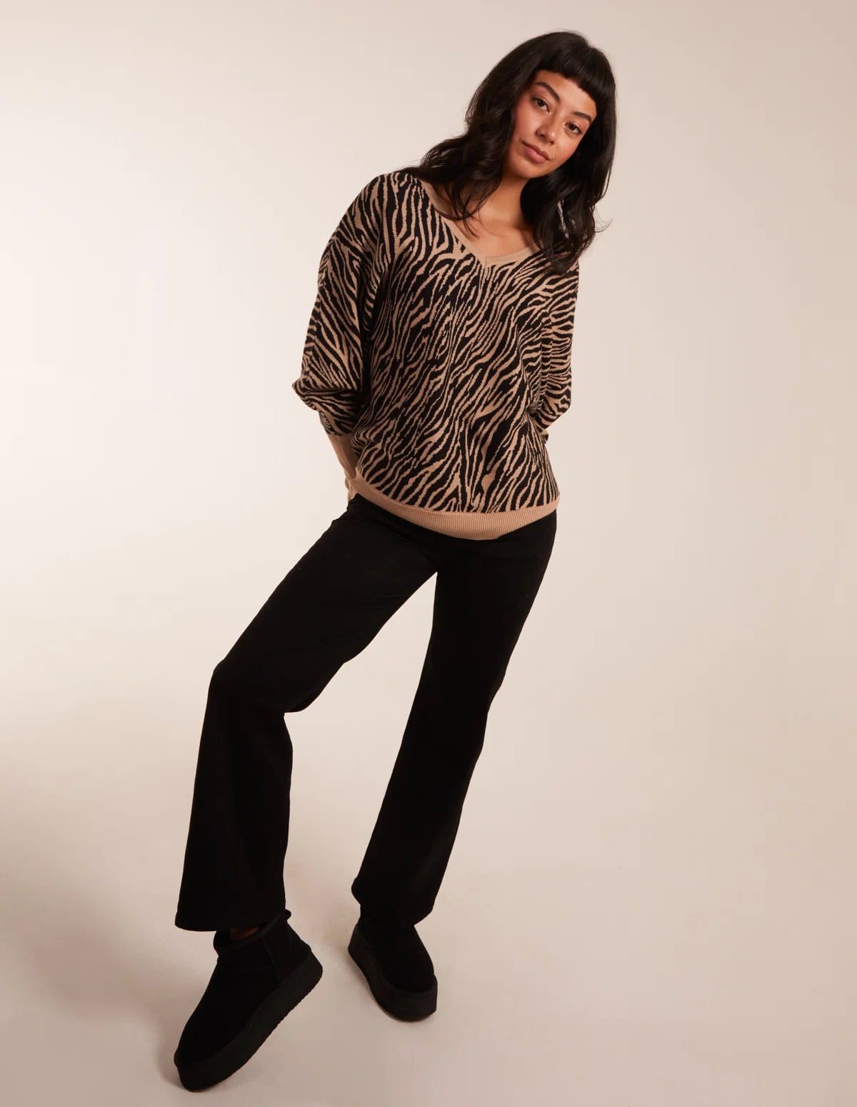 Blue Vanilla Zebra V-Neck Jumper - 4