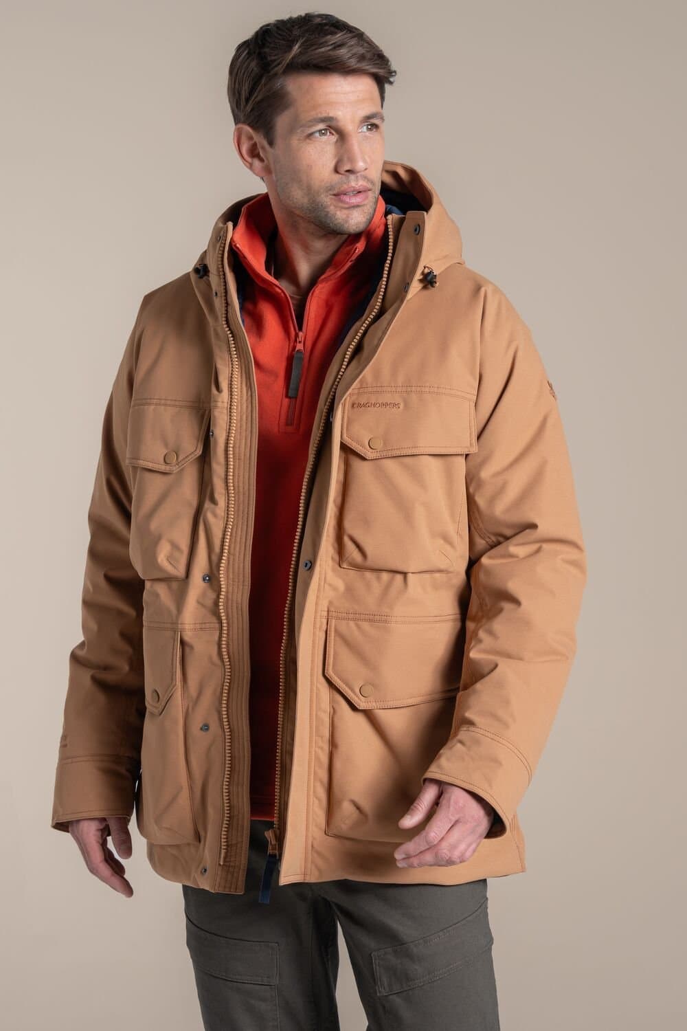 Craghoppers Craghoppers Men's Hamps Waterproof Breathable Padded Insulated Jacket in Tan