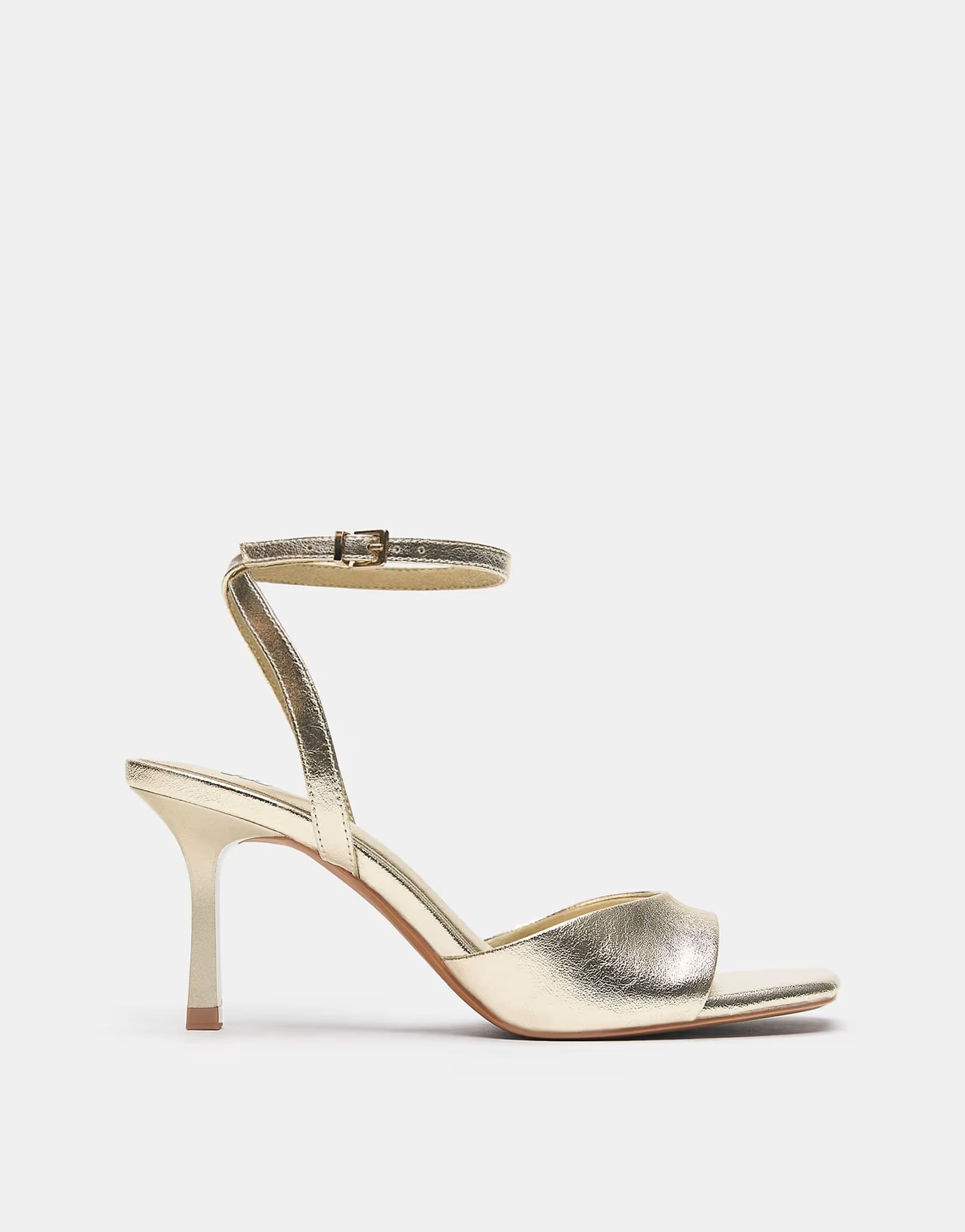 ASOS Pull&Bear Barely there heeled sandals in gold