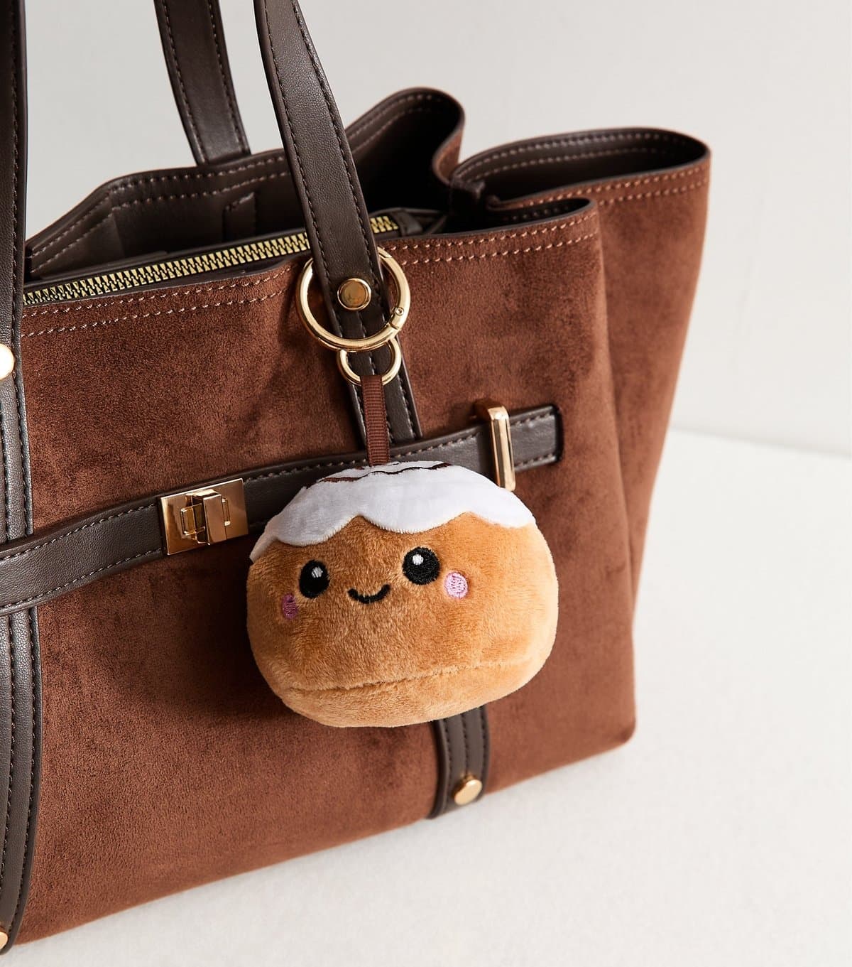 New Look Light Brown Plush Cinnamon Swirl Bag Charm New Look