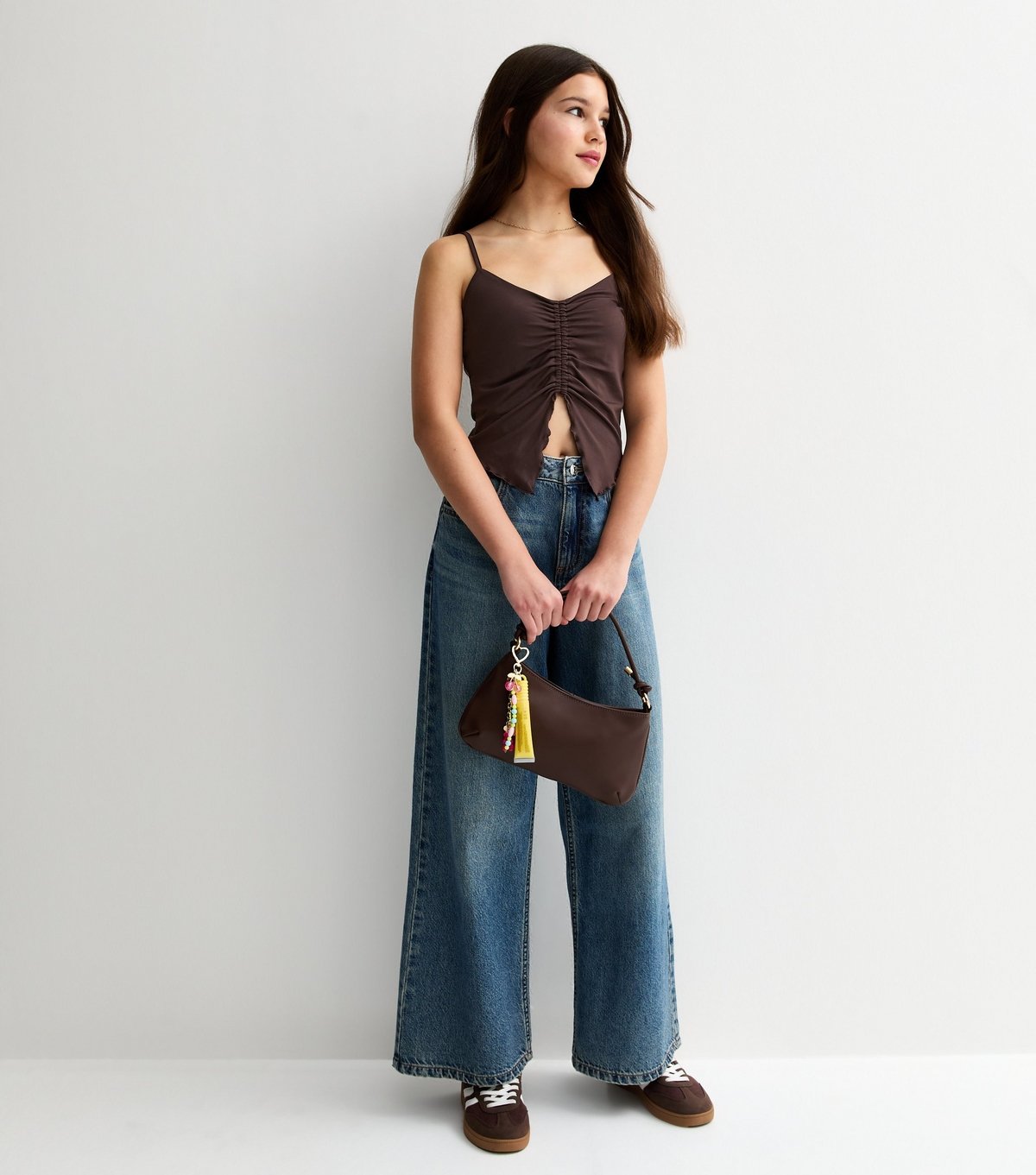 New Look Girls' Dark Brown Slinky Butterfly Hem Cami Top New Look - 3