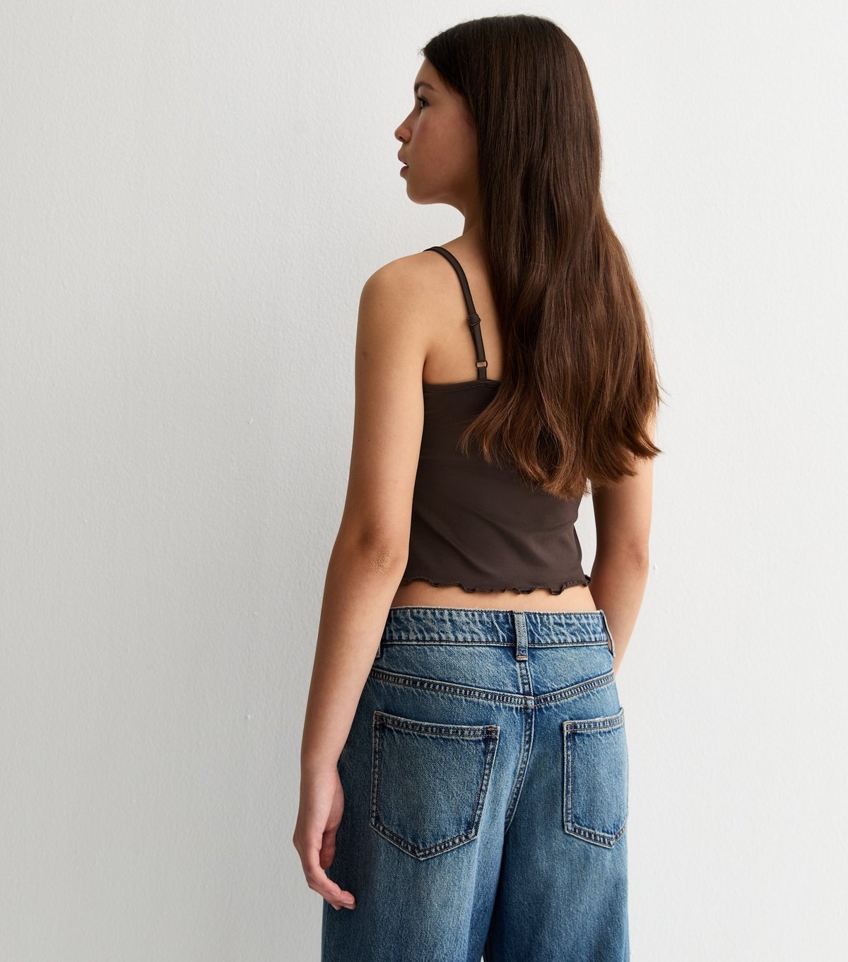 New Look Girls' Dark Brown Slinky Butterfly Hem Cami Top New Look - 4