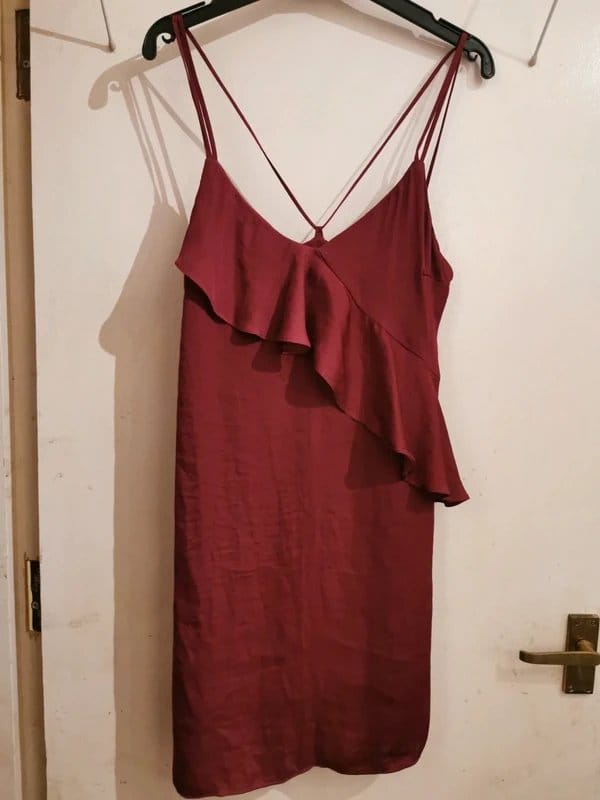 Bershka Burgundy Silky Cocktail Dress