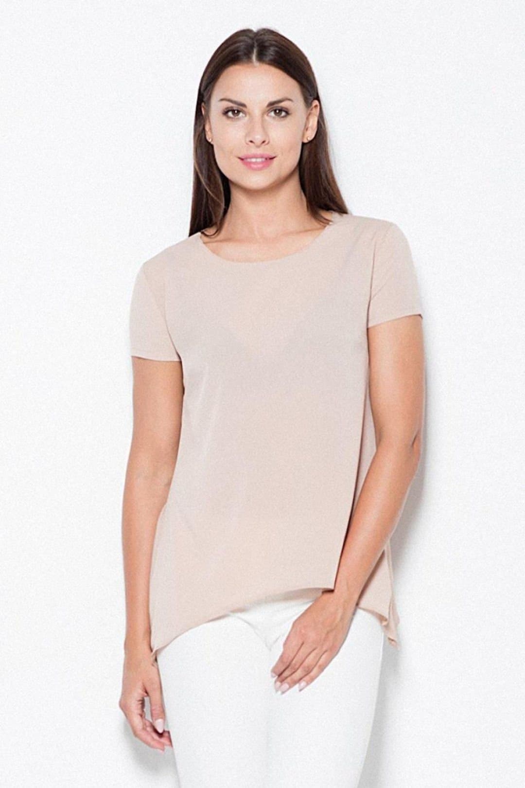 Love Lace Love Lace Women's Airy Blouse with Extended Side Panels in Beige
