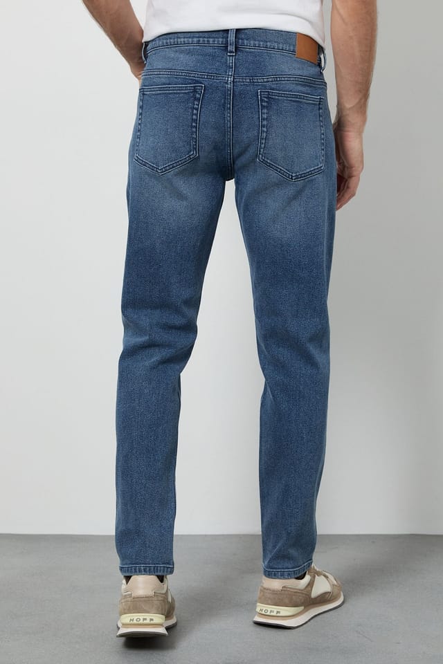 Burton Burton Men's Light Vintage Wash Stretch Slim Fit Jeans in Light Blue - 3