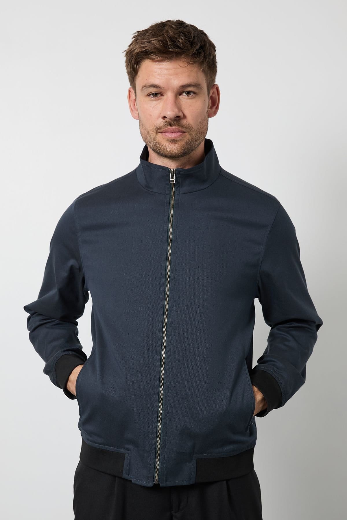 Burton 1904 Burton 1904 Men's Navy Funnel Neck Bomber Jacket - 1