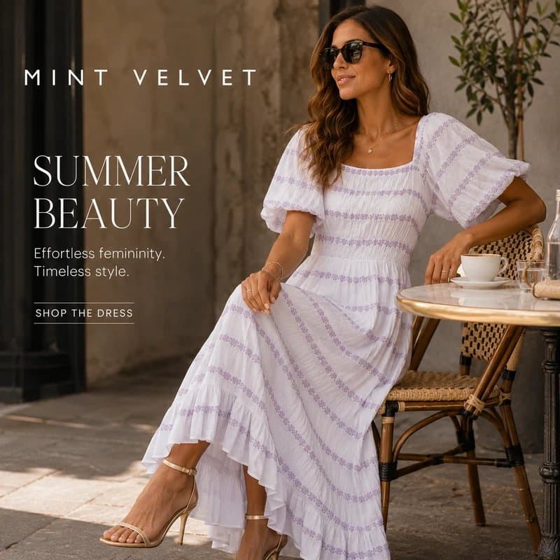 Mint Velvet Mint Velvet White & Lilac Floral Puff Sleeve Maxi Dress UK 12 RRP £139.00