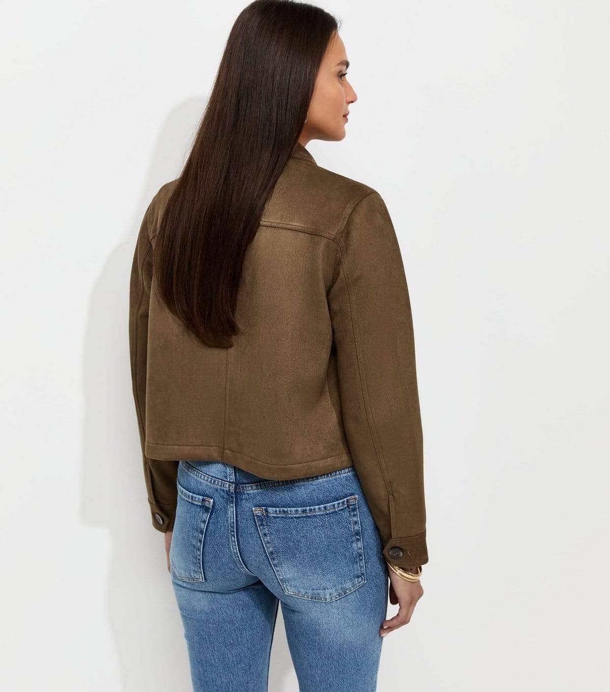 New Look Women's Dark Khaki Faux Suede Shacket New Look - 4