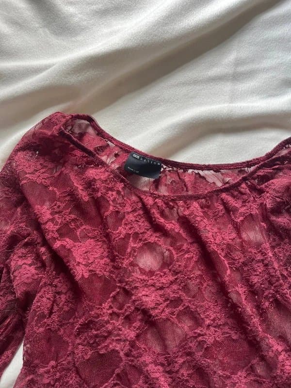 ASOS Lace burgundy off the shoulder top