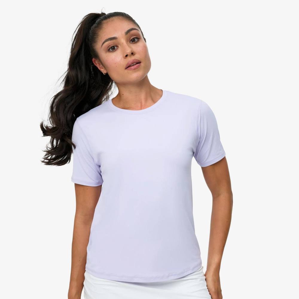 BloqUV BloqUV Women's Relaxed Fit UPF 50+ Sun Protection Short Sleeve Crew Top in Lavender - 2