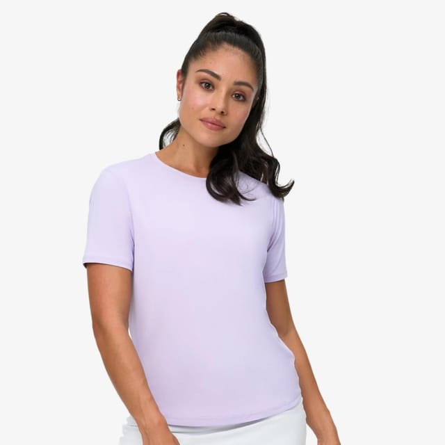 BloqUV BloqUV Women's Relaxed Fit UPF 50+ Sun Protection Short Sleeve Crew Top in Lavender - 2
