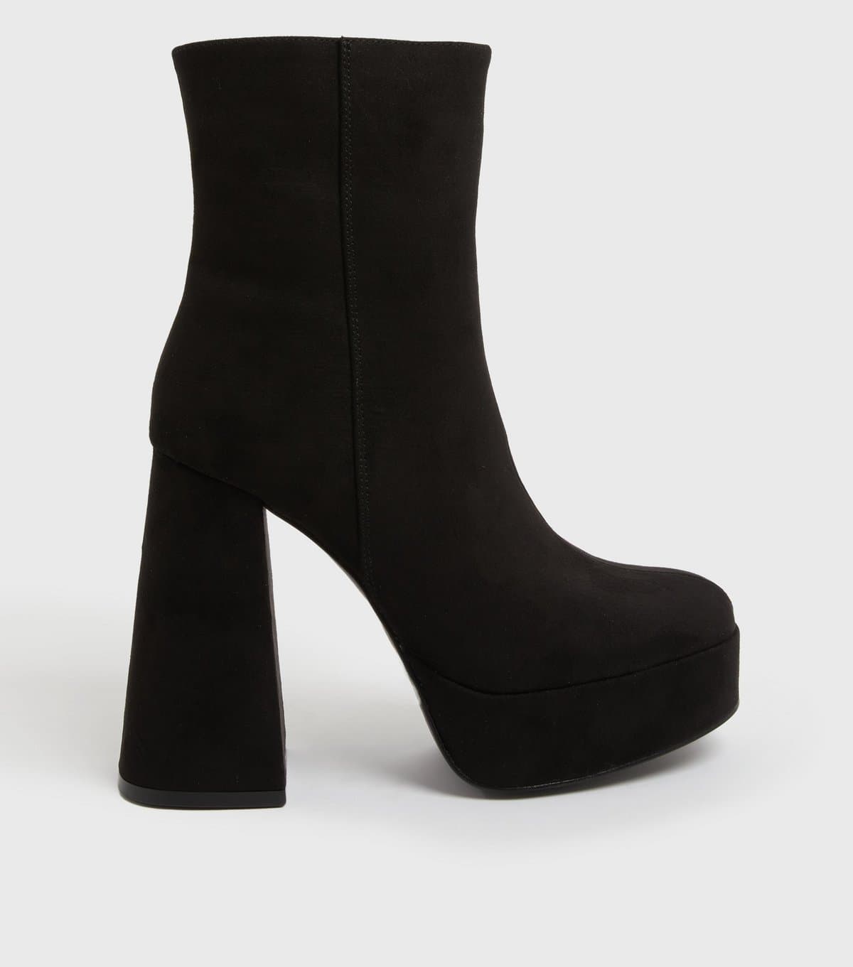 New Look New Look Black Suedette Chunky Block Heel Platform Boots