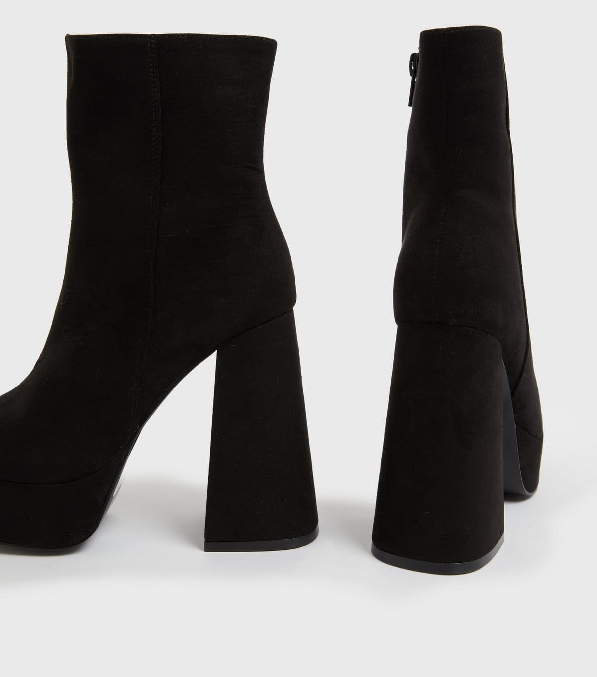 New Look Women's Black Suedette Chunky Block Heel Platform Boots New Look - 4