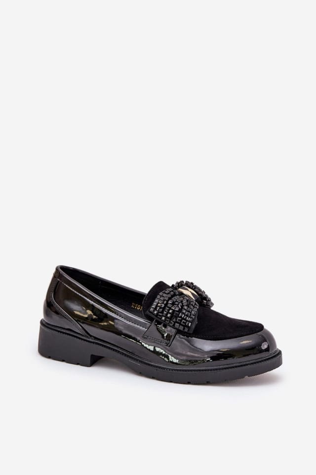 Love Lace Love Lace Women's S Barski Bow Detail Moccasin Style Flat Loafers Comfort Fit in Black - 2