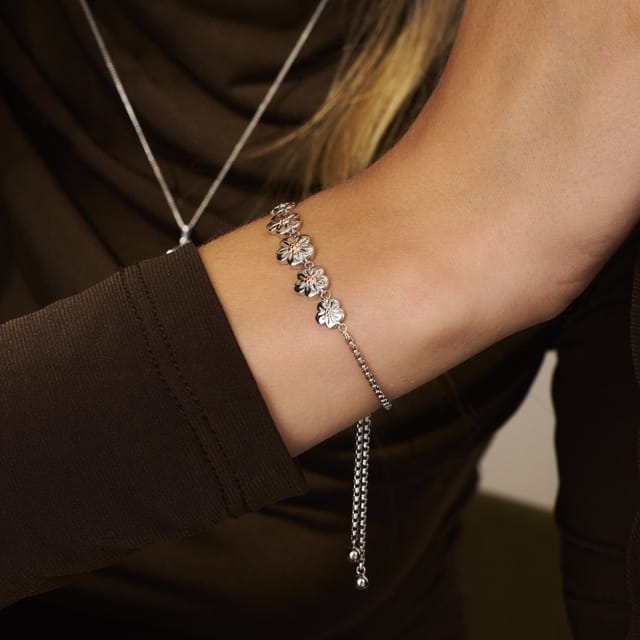 Clogau Clogau Women's Nature's Wonder Sterling Silver Forget-Me-Not Adjustable Bracelet in Metallics - 2