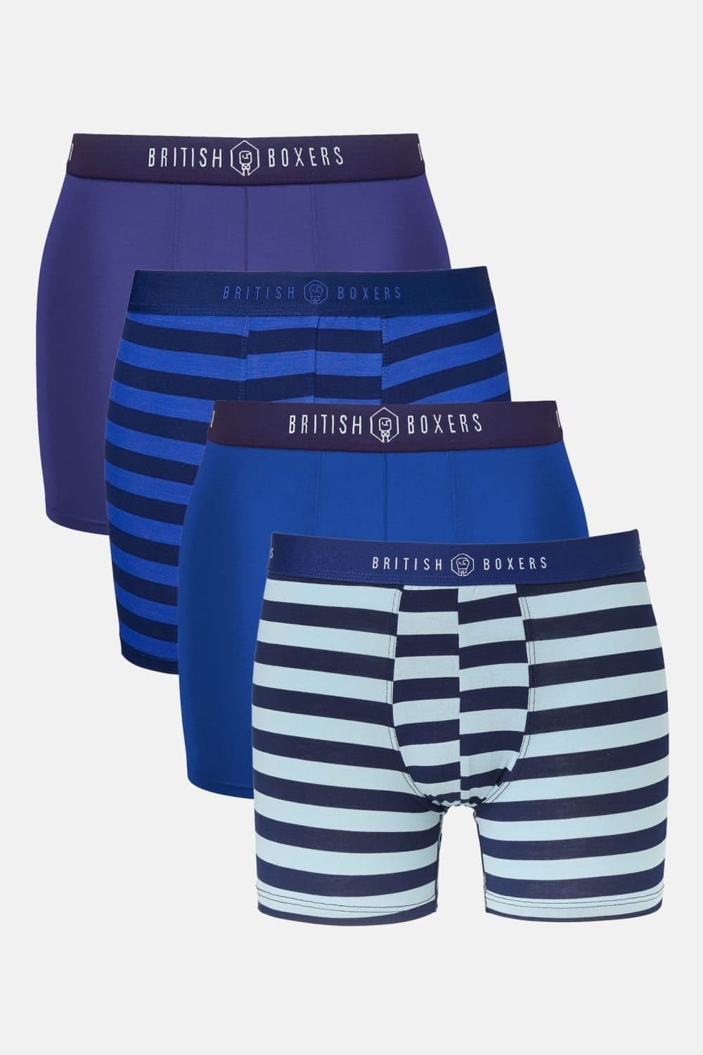 British Boxers British Boxers Men's Pack of Four "Skyline Stripes" Bamboo Stretch Trunks