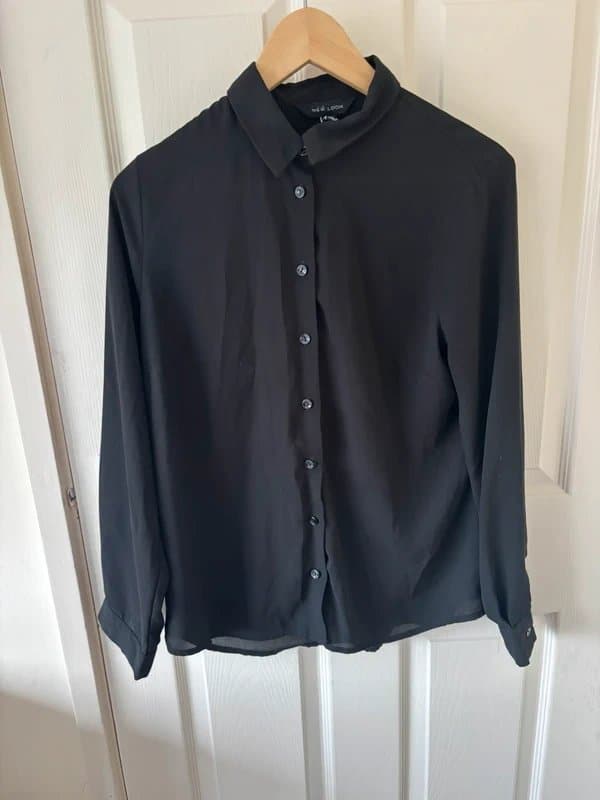 New Look Black chiffon long sleeve shirt