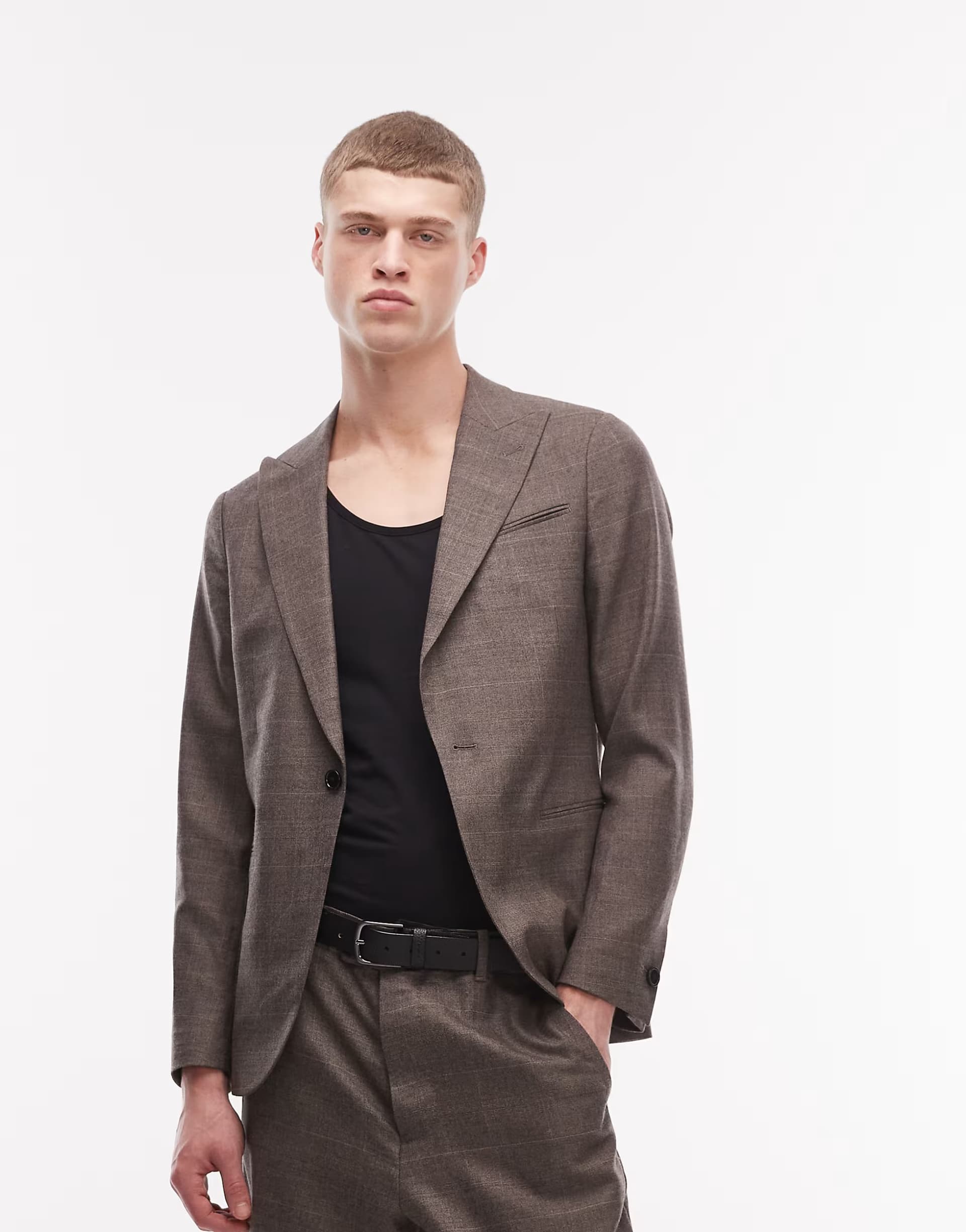 ASOS AllSaints Clover co-ord wool blend tailored blazer in taupe brown