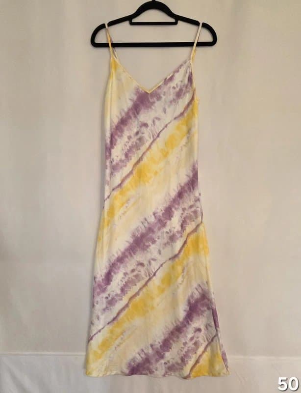 Bershka Ladies size 10 Bershka yellow purple Tie-Dye Slip Dress with Spaghetti Straps
