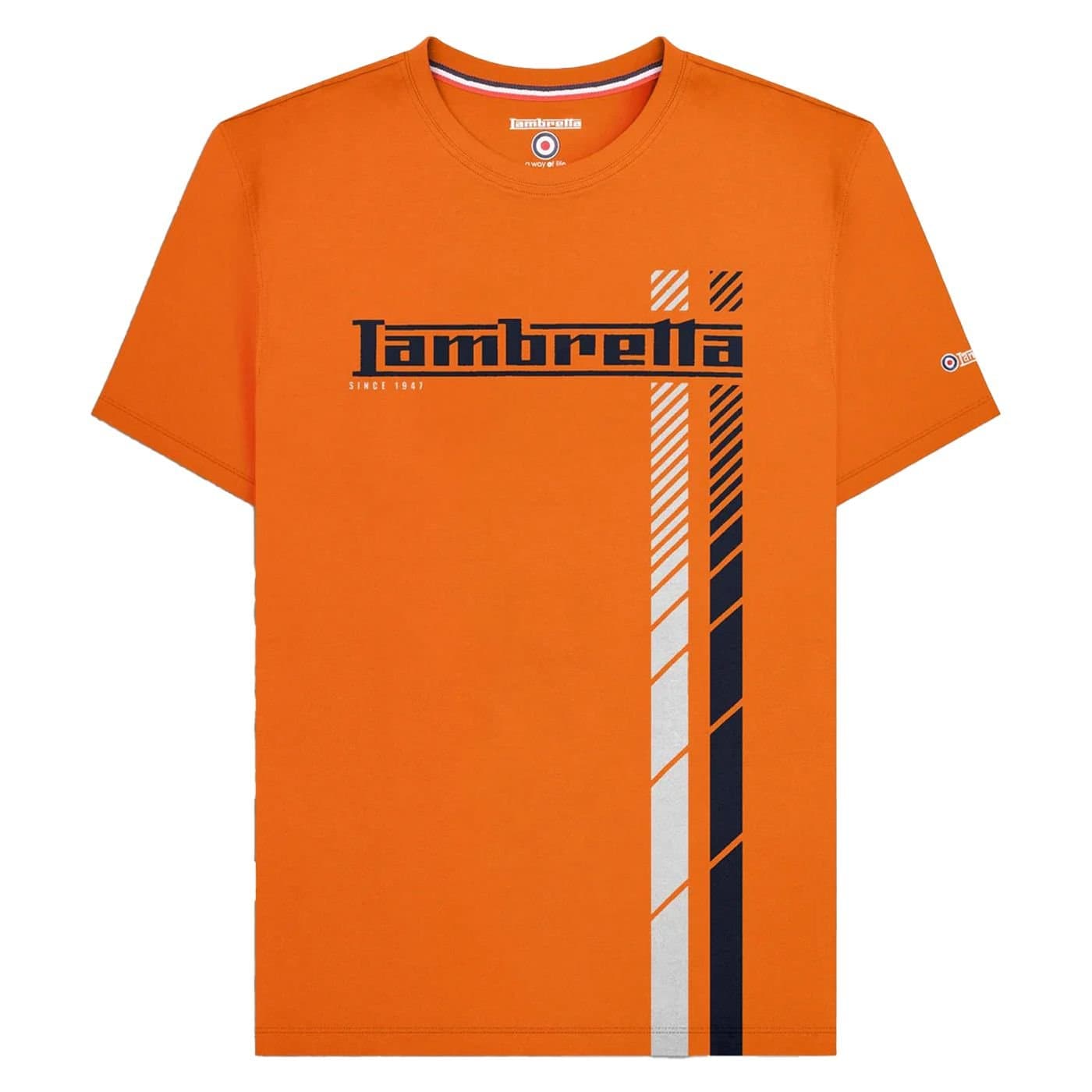 Lambretta Lambretta Men's SS25 Racing Stripe Big & Tall T-Shirt in Orange