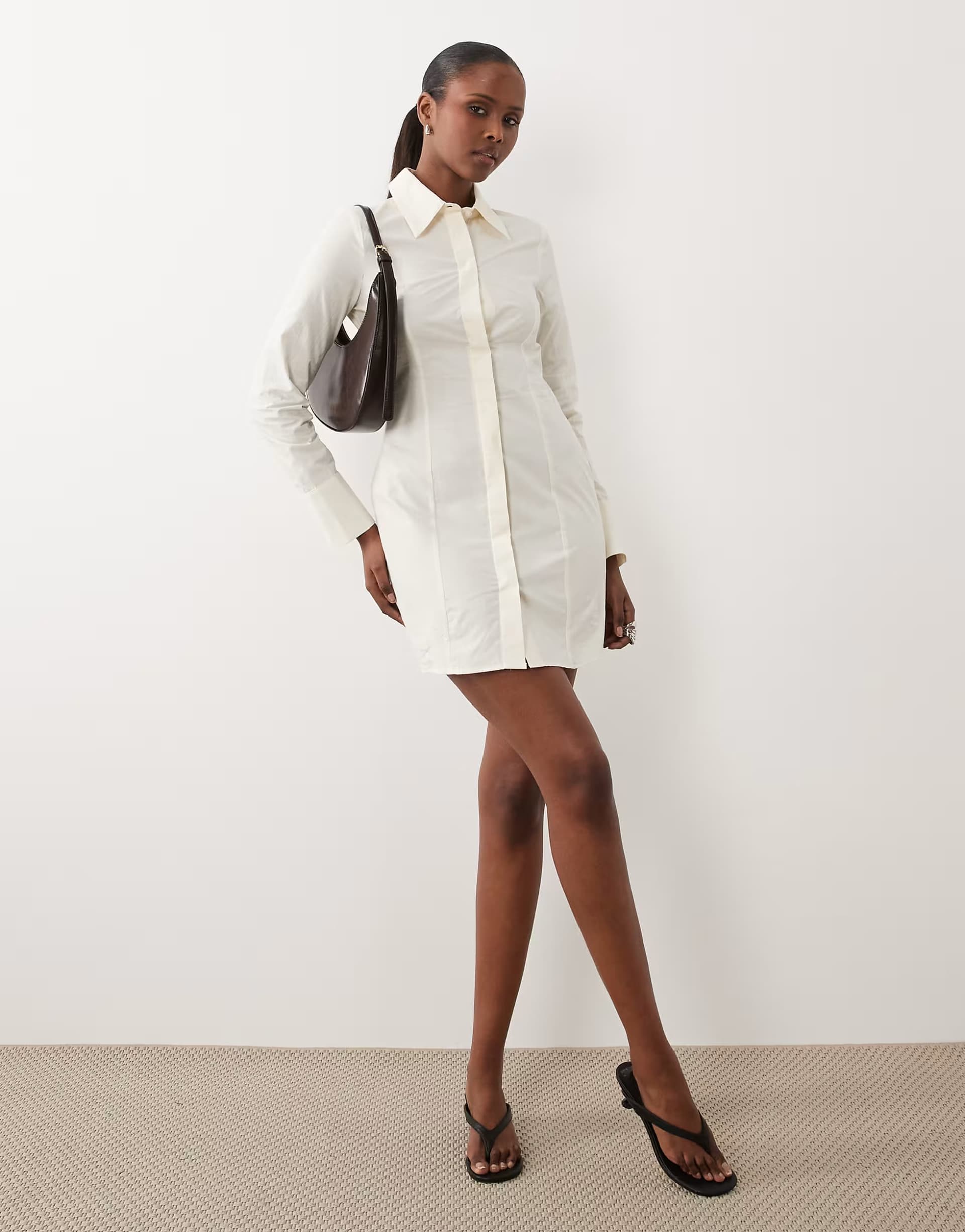 ASOS ASOS Fitted Shirt Dress in Ivory