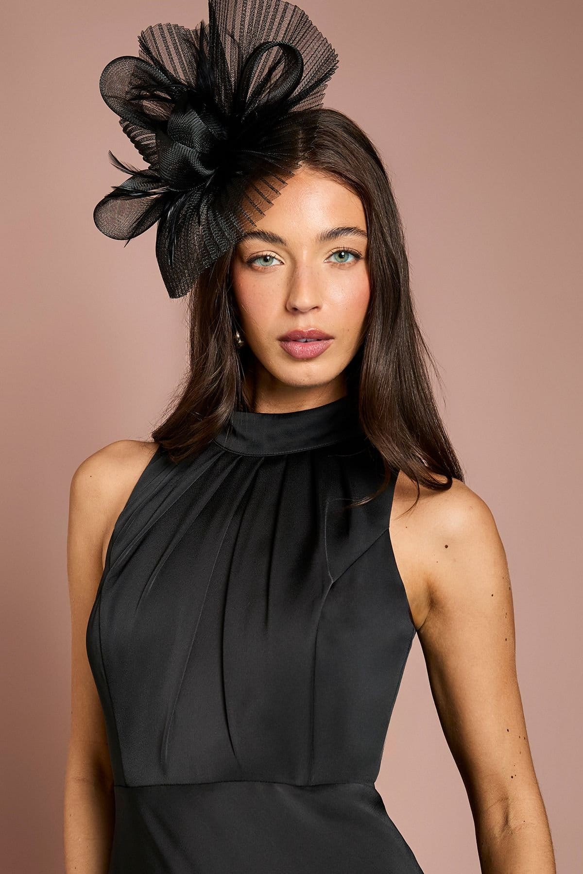Coast Coast Women's Sleeveless Ruffle Pleat Satin Back Crepe Dress in Black - 4